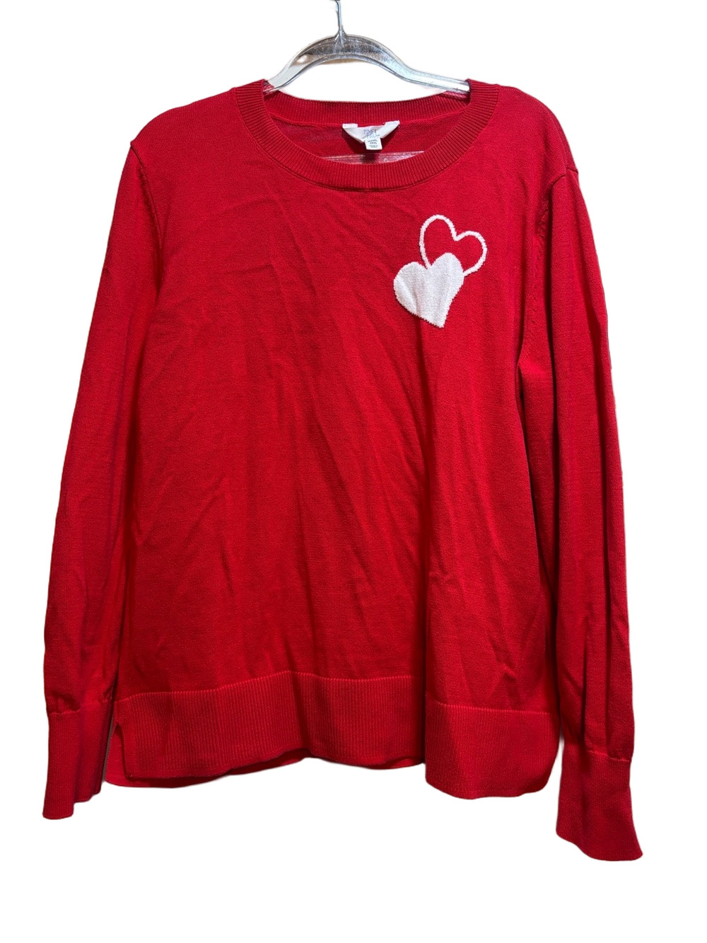 Time and Tru Red Heart-Accent Sweater long sleeve size XXXL (22) GUC